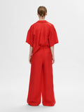 Lyra Hw Wide Linen Pant - Flame Scarlet