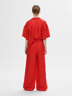 Lyra Hw Wide Linen Pant - Flame Scarlet