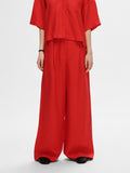 Lyra Hw Wide Linen Pant - Flame Scarlet
