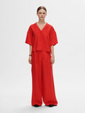 Lyra Hw Wide Linen Pant - Flame Scarlet