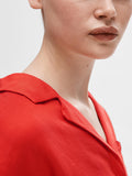 Lyra 2/4 Boxy Revers Linen Shirt - Flame Scarlet