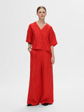 Lyra 2/4 Boxy Revers Linen Shirt - Flame Scarlet