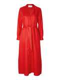Lyra Ls Ankle Linen Shirt Dress - Flame Scarlet