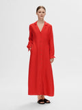 Lyra Ls Ankle Linen Shirt Dress - Flame Scarlet