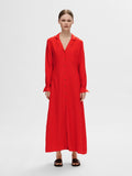 Lyra Ls Ankle Linen Shirt Dress - Flame Scarlet