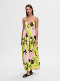 Selected Femme Helinda Aop Ankle Strap Dress B - Lime Green Aop