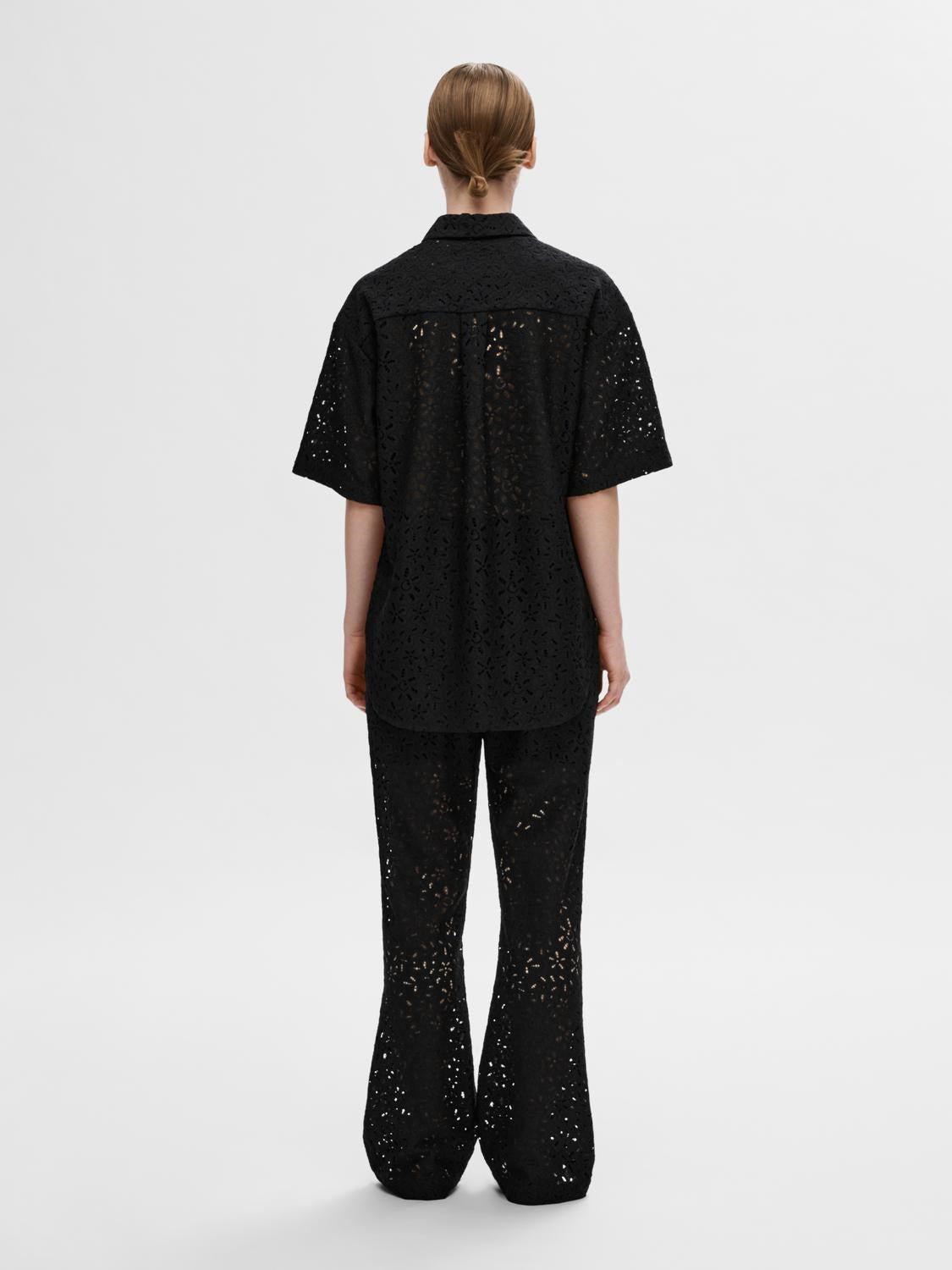 Karola 2/4 Oversize Lace Shirt B - Svart