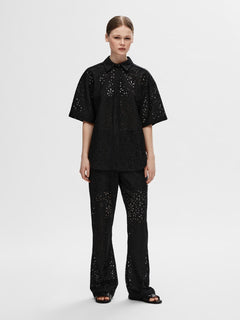 Karola 2/4 Oversize Lace Shirt B - Black