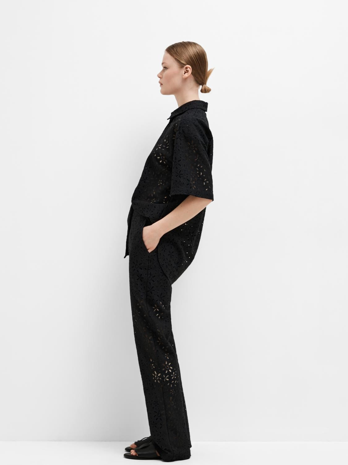 Karola Hw Flared Lace Pant B - Black