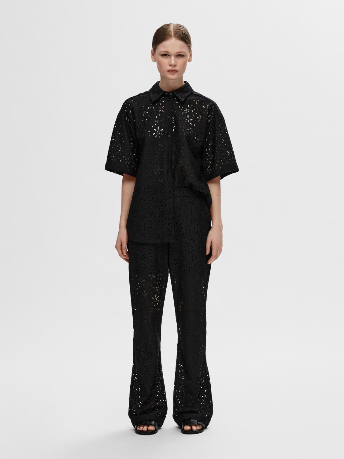 Karola Hw Flared Lace Pant B - Black