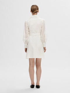 Anelli Ls Short Wrap Dress B - Snow White