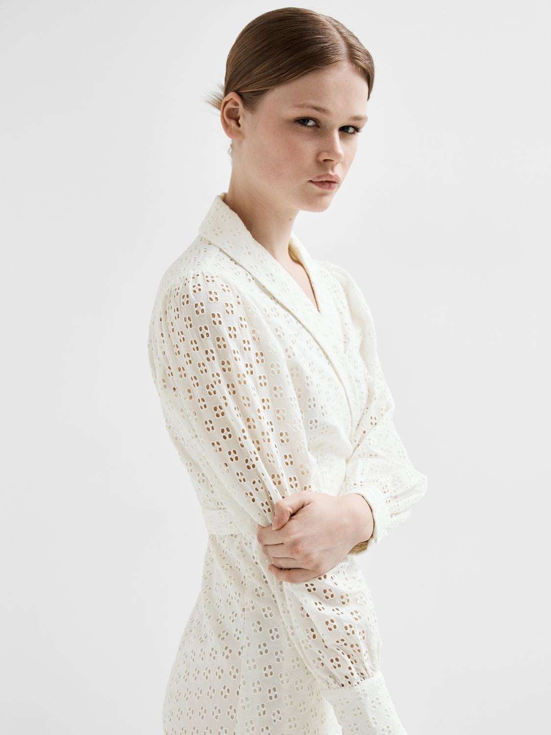 Anelli Ls Short Wrap Dress B - Snow White