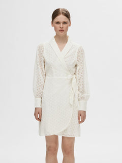 Anelli Ls Short Wrap Dress B - Snow White