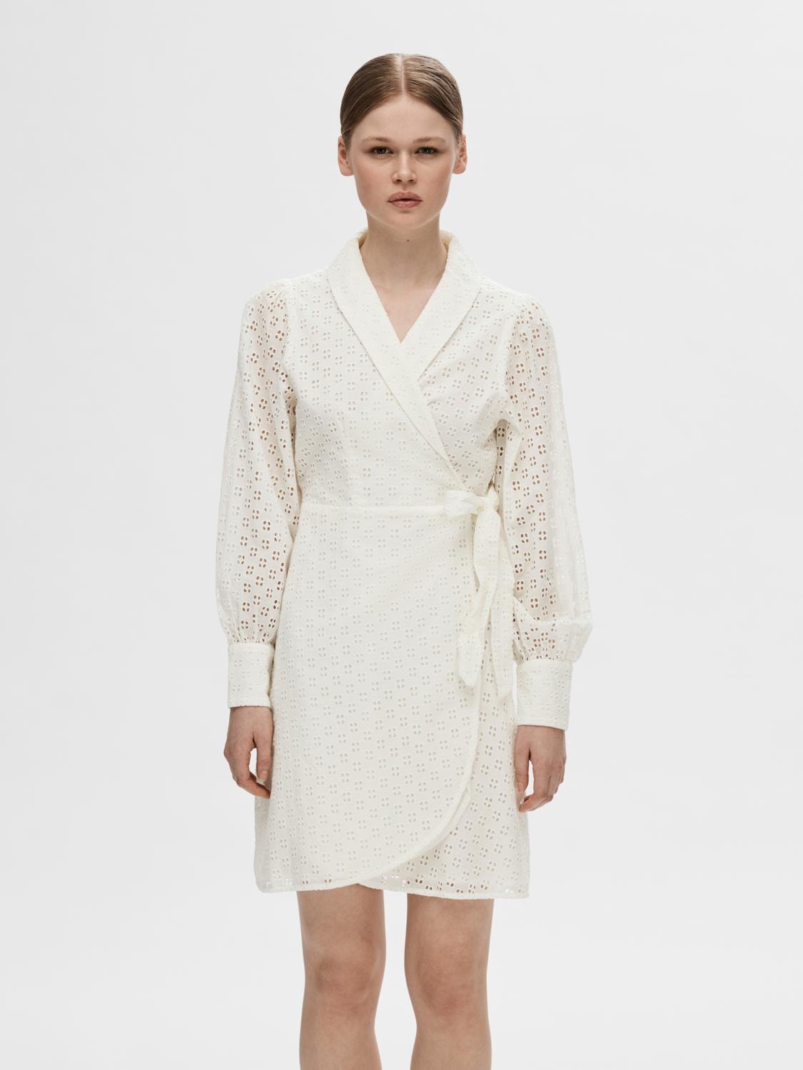 Anelli Ls Short Wrap Dress B - Snow White