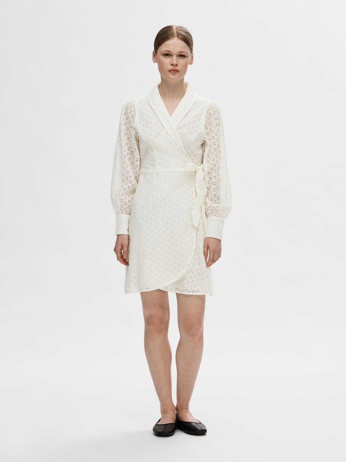 Anelli Ls Short Wrap Dress B - Snow White