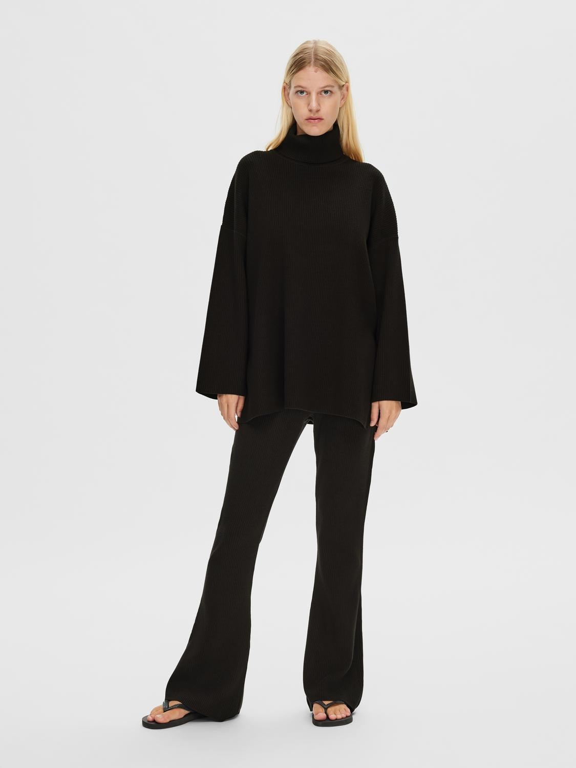 Karo Ls Long Knit Roll Neck - Black