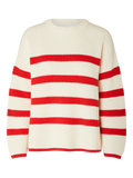 Bloomie Ls Knit O-Neck - Snow White/Flame Scarlet