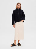 Sia Ras LS Knit Zipper Kofta - Dark Sapphire Melange