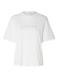 Vilja SS Printed T-shirt W - Bright White Lime Green