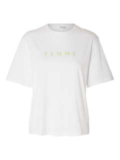Vilja Ss Printed Tee W - Bright White Lime Green