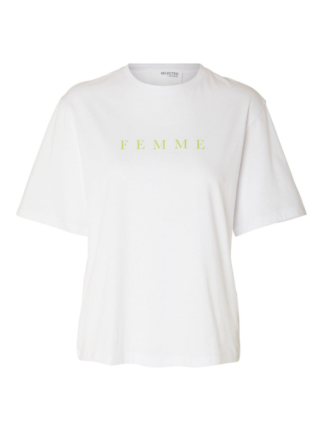 Vilja SS Printed T-shirt W - Bright White Lime Green