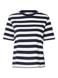 Essential Ss Striped Boxy Tee - Dark Sapphire/Bright White