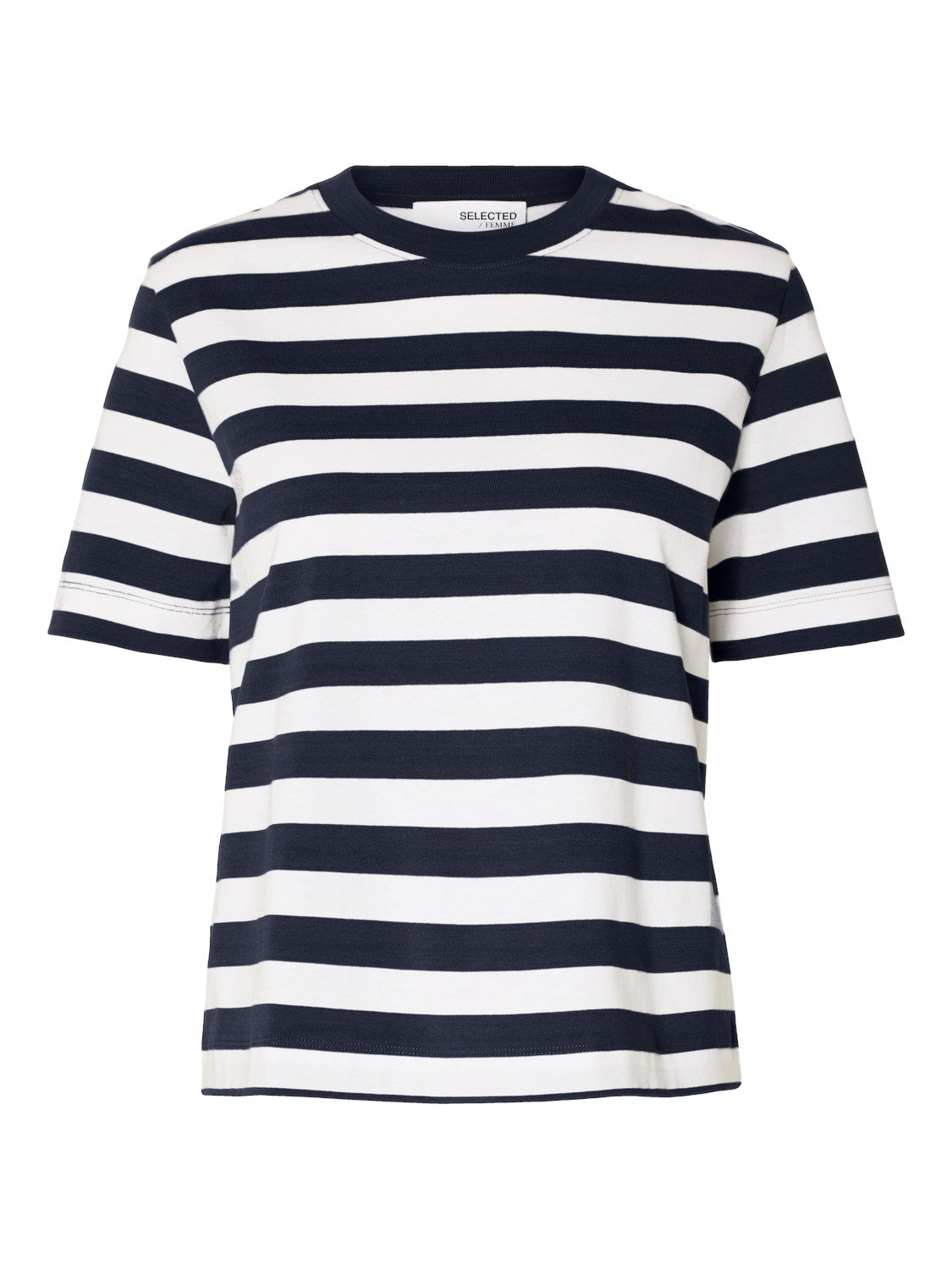 Essential Ss Striped Boxy Tee - Dark Sapphire/Bright White