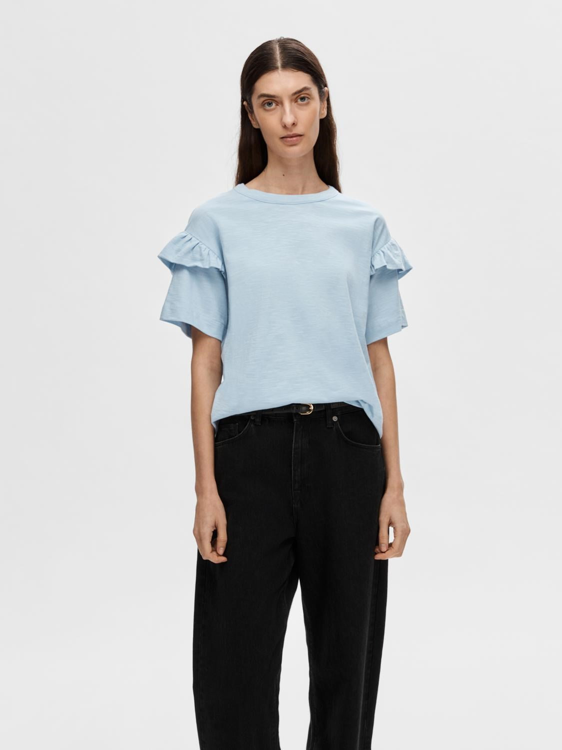 Selected Femme Rylie SS Florence Tee - Cashmere Blue