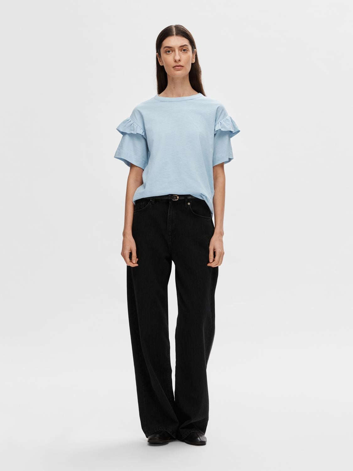 Selected Femme Rylie SS Florence Tee - Cashmere Blue