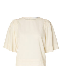 Hillie 2/4 Linen Top B - Snow White