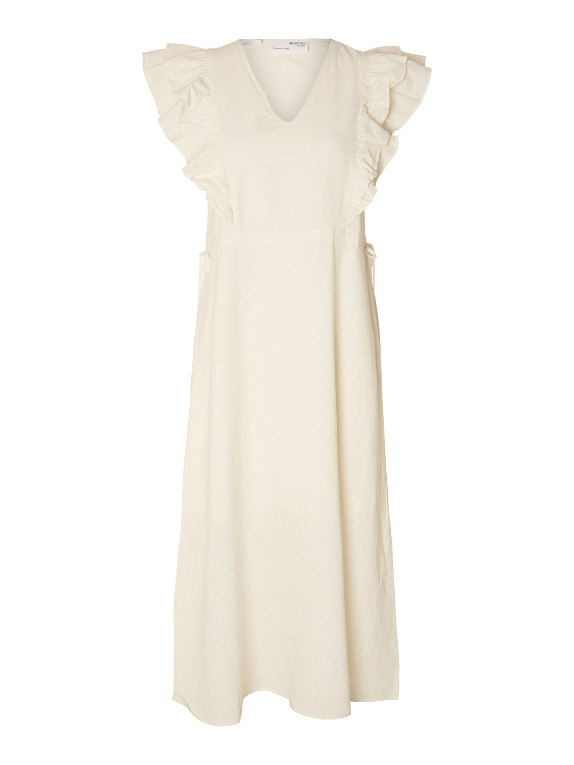 Hillie Ss Ankle Linen Dress B - Snow White