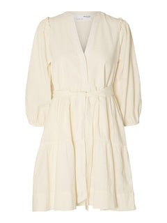 Hillie 3/4 Short Linen Dress B - Snow White