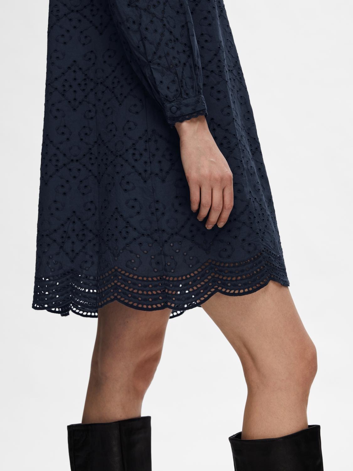 Tatiana Ls Short Embr Dress - Dark Sapphire