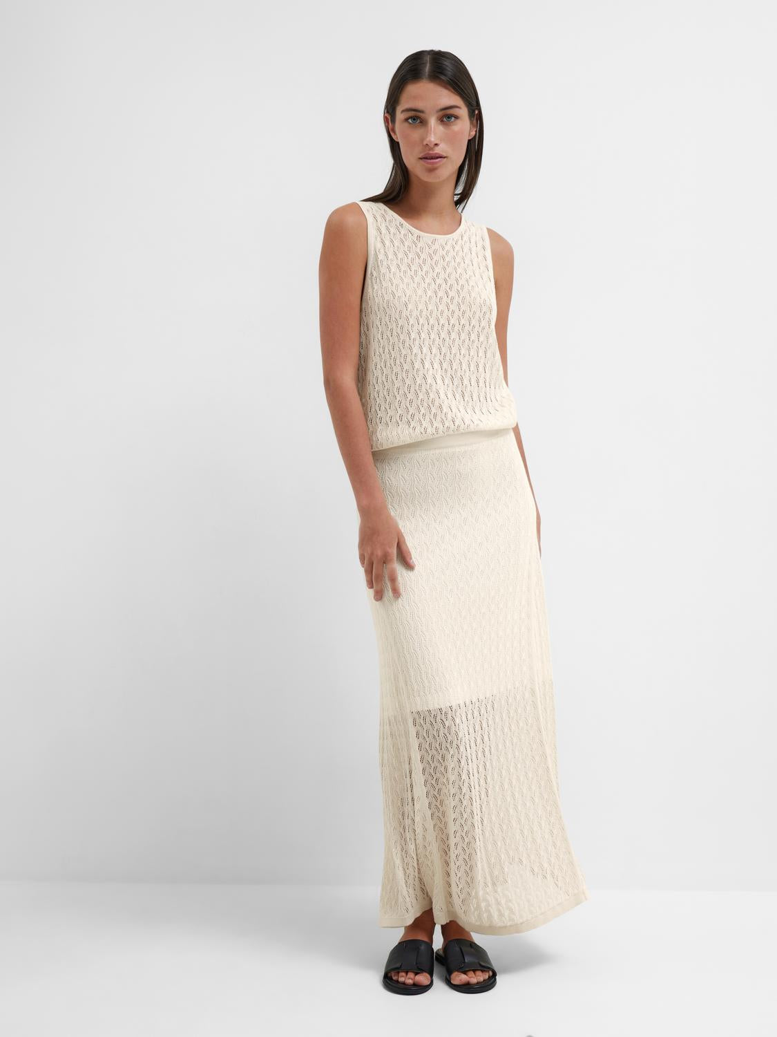 Agny Hw Long Knit Skirt - Birch