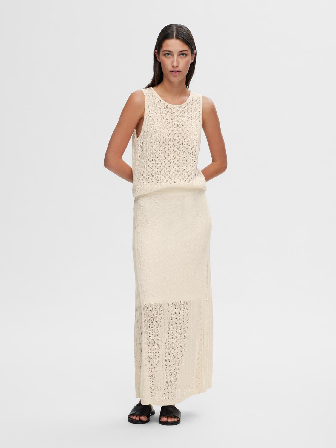 Agny Hw Long Knit Skirt - Birch