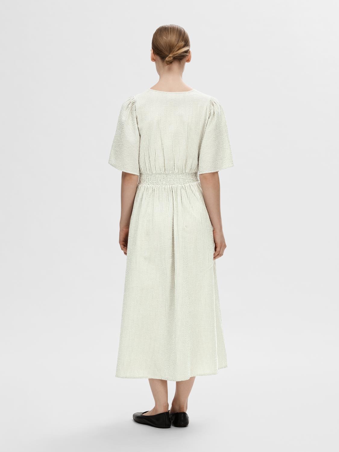 Vittoria Ss Striped Midi Shirt Dress - Snow White Grey Stripes