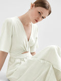 Vittoria Ss Striped Midi Shirt Dress - Snow White Grey Stripes
