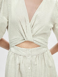 Vittoria Ss Striped Midi Shirt Dress - Snow White Grey Stripes