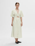 Vittoria Ss Striped Midi Shirt Dress - Snow White Grey Stripes