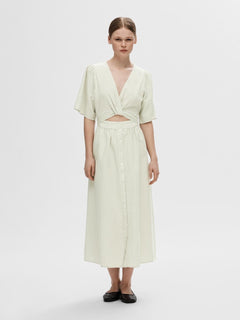 Vittoria Ss Striped Midi Shirt Dress - Snow White Grey Stripes