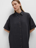 Linnie 2/4 Short Linen Shirt Dress B - Black