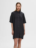 Linnie 2/4 Short Linen Shirt Dress B - Black