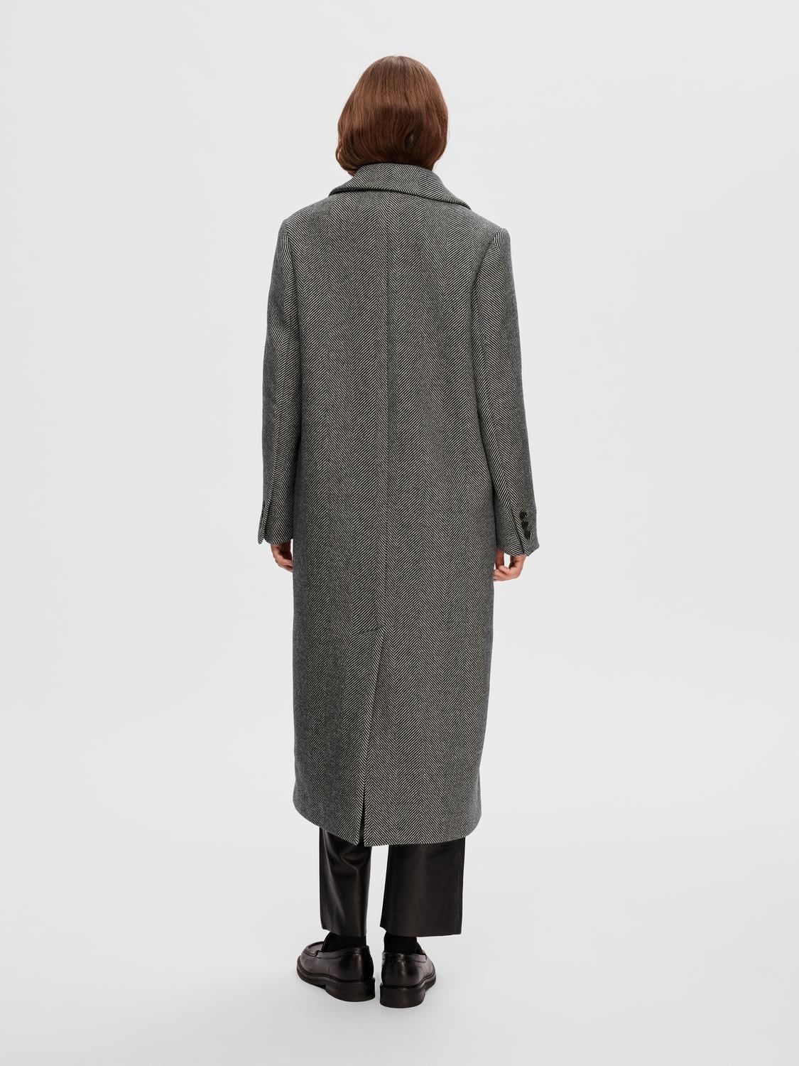 Victoria Wool Coat - Black Herringbone