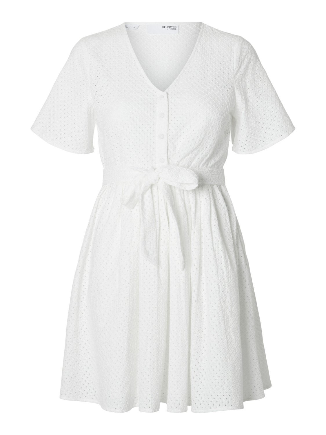 Beatrice Ss Short Broderi Dress B - Snow White