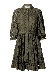 Allia 3/4 Short Shirt Broderi Dress B - Olivine