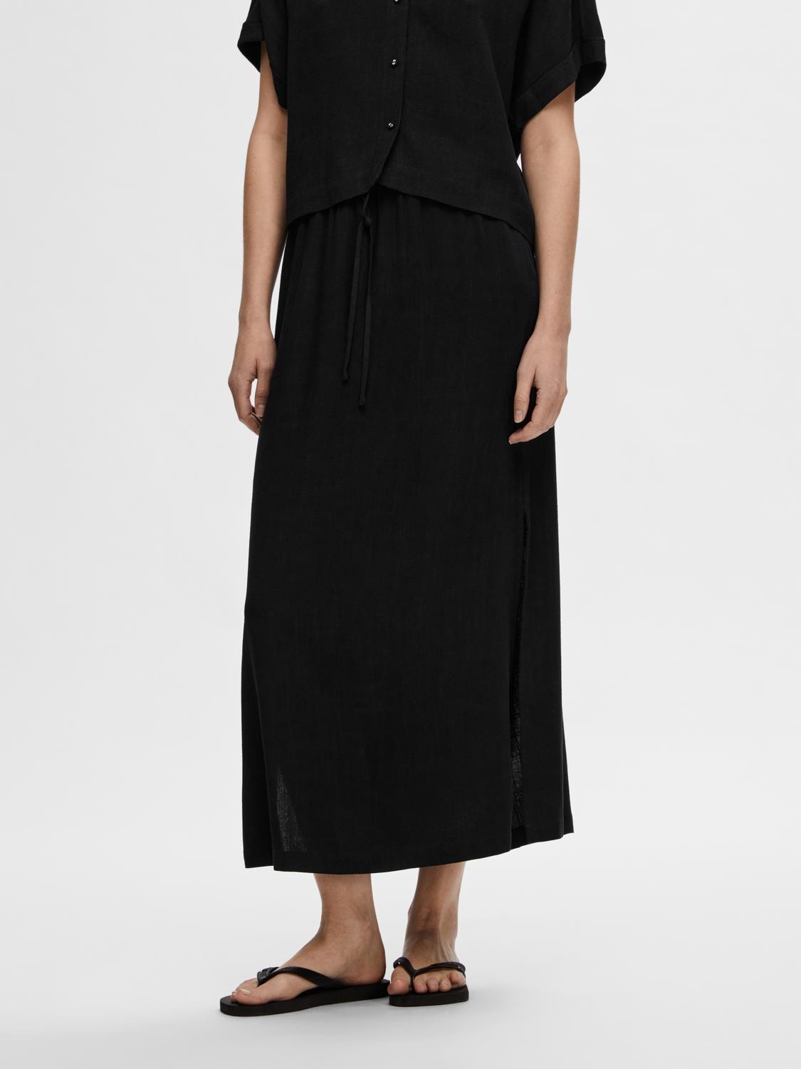 Viva Hw Ankle Skirt - Svart