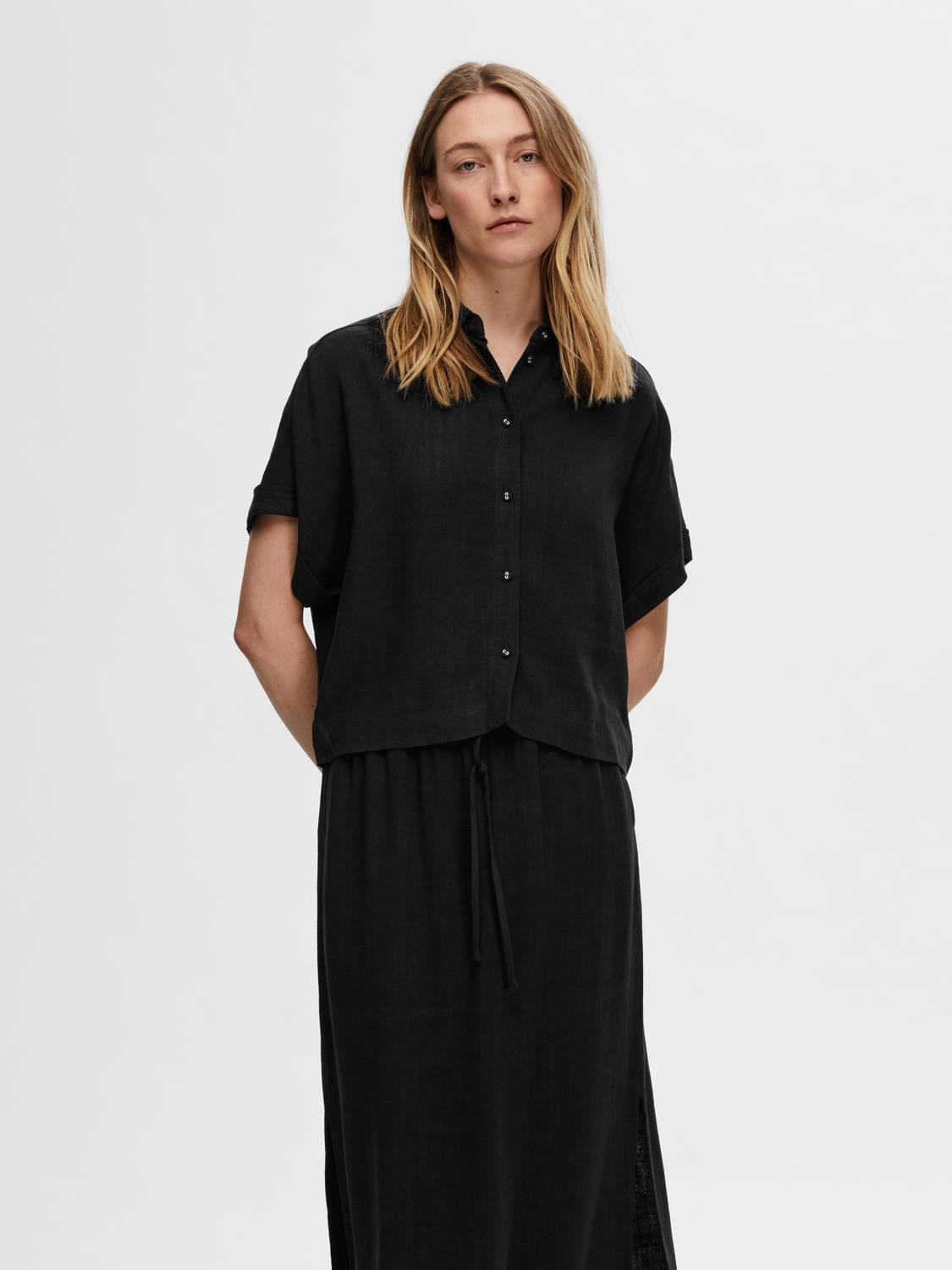 Viva Ss Cropped Shirt - Black
