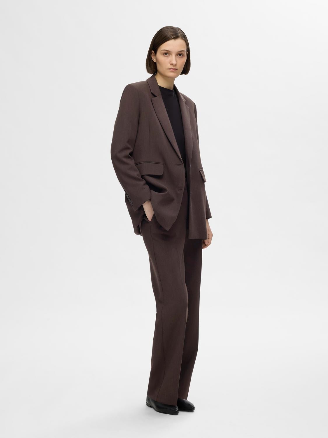 Rita LS Relaxed Blazer - Coffee Bean Melange