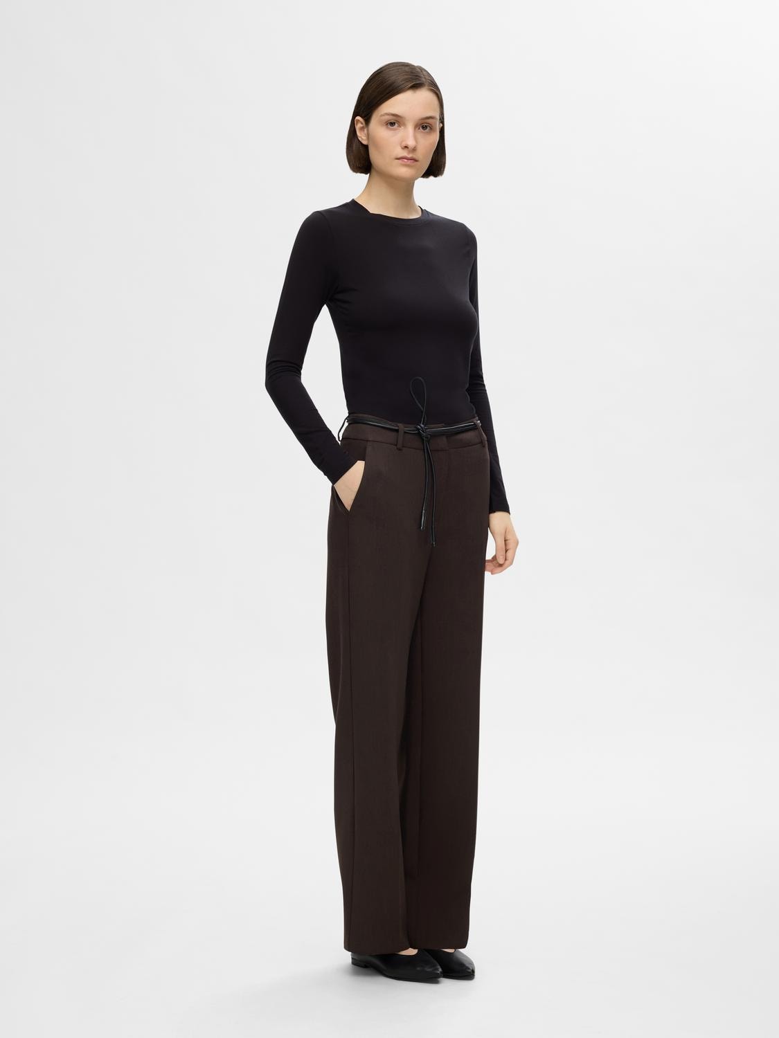 Rita MW Wide Pant - Coffee Bean Melange