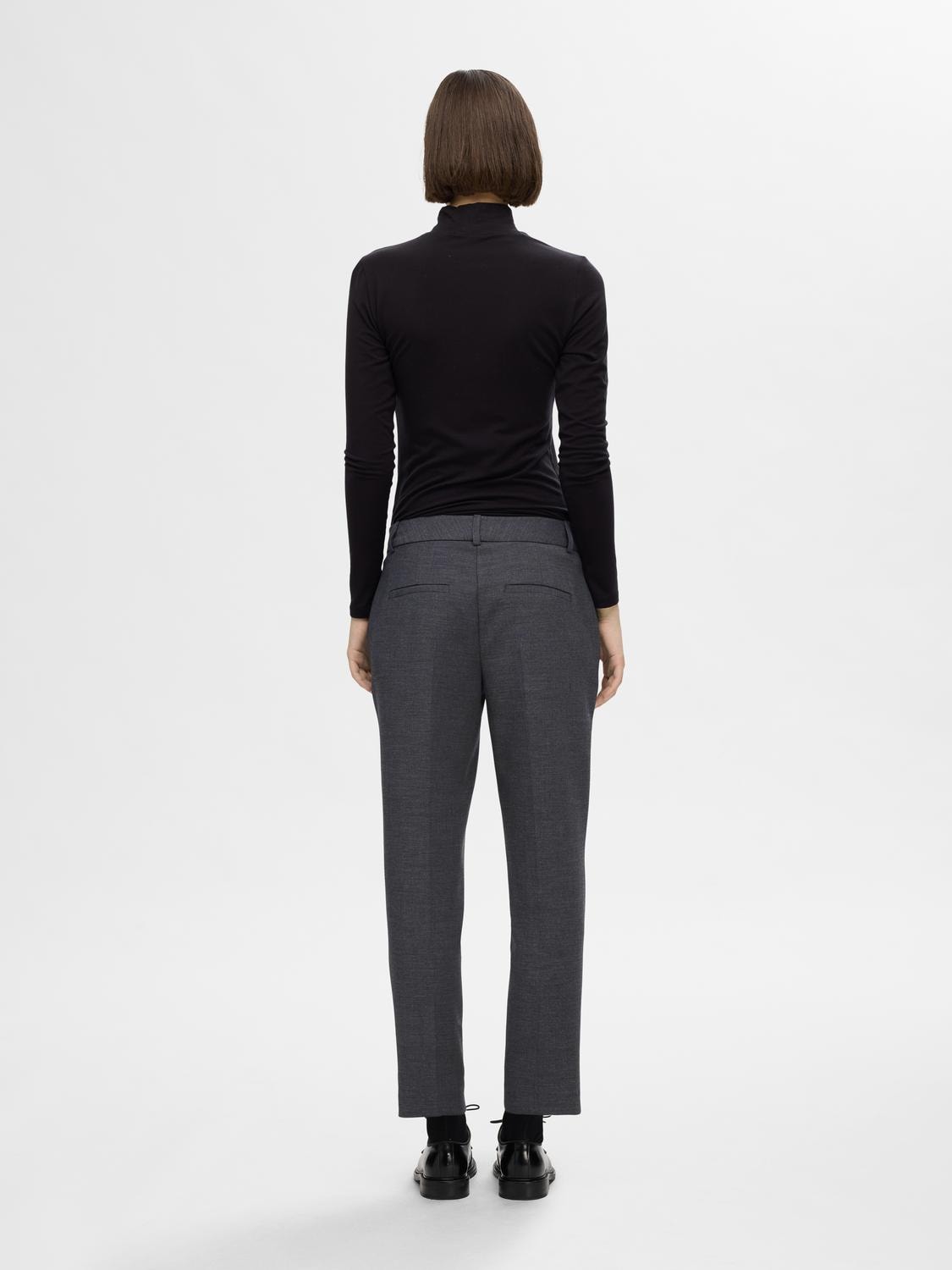Selected Femme Rita-Ria MW Crop Pant - Dark Grey Melange